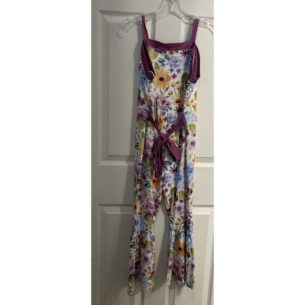 Pique Boutique Princess Line‎ Girls 10/12 Bellbottom Jumpsuit Floral
